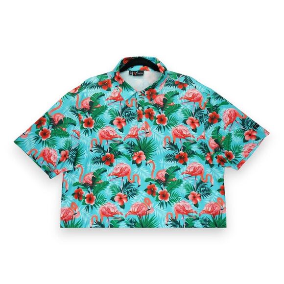 Yatta Golf Mens‎ XL Polo Shirt Tropical Pau Hana Flamingo Pattern - Picture 3 of 6